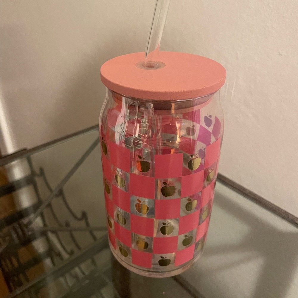 Sheffield Home Pink and Gold Tumbler with Straw